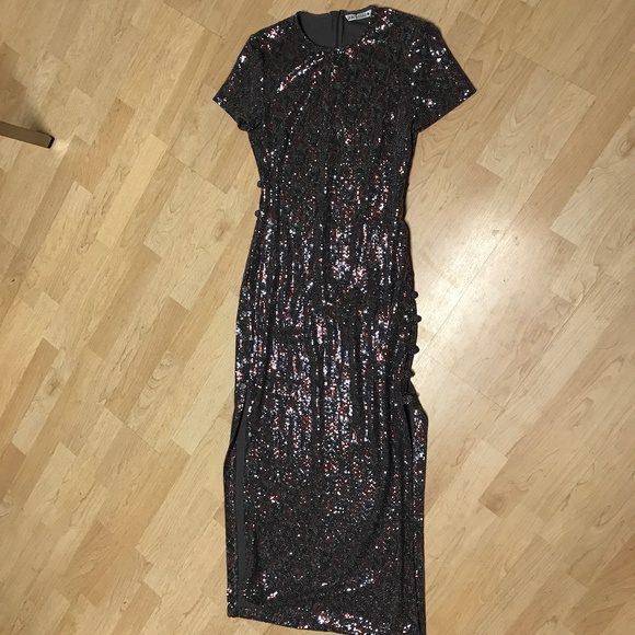 Zara Dresses & Skirts - Zara sequins silver black orange (red)